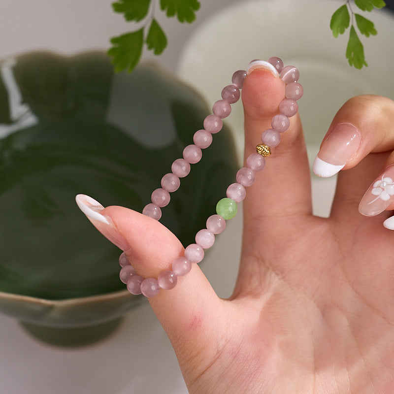 Bracciale Occhio di Gatto Rosa – Legno di Sandalo Rosa