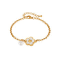 Bracciale in Acciaio e Madreperla – Fiore Elegante