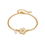 Bracciale in Acciaio e Madreperla – Fiore Elegante
