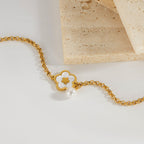 Bracciale in Acciaio e Madreperla – Fiore Elegante