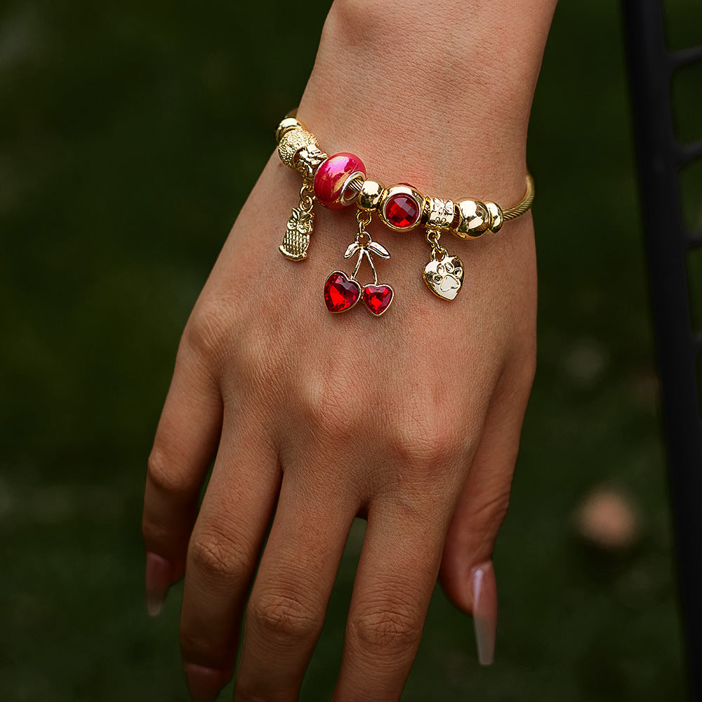 Bracciale Cuore con Zirconi – Titanio Regolabile