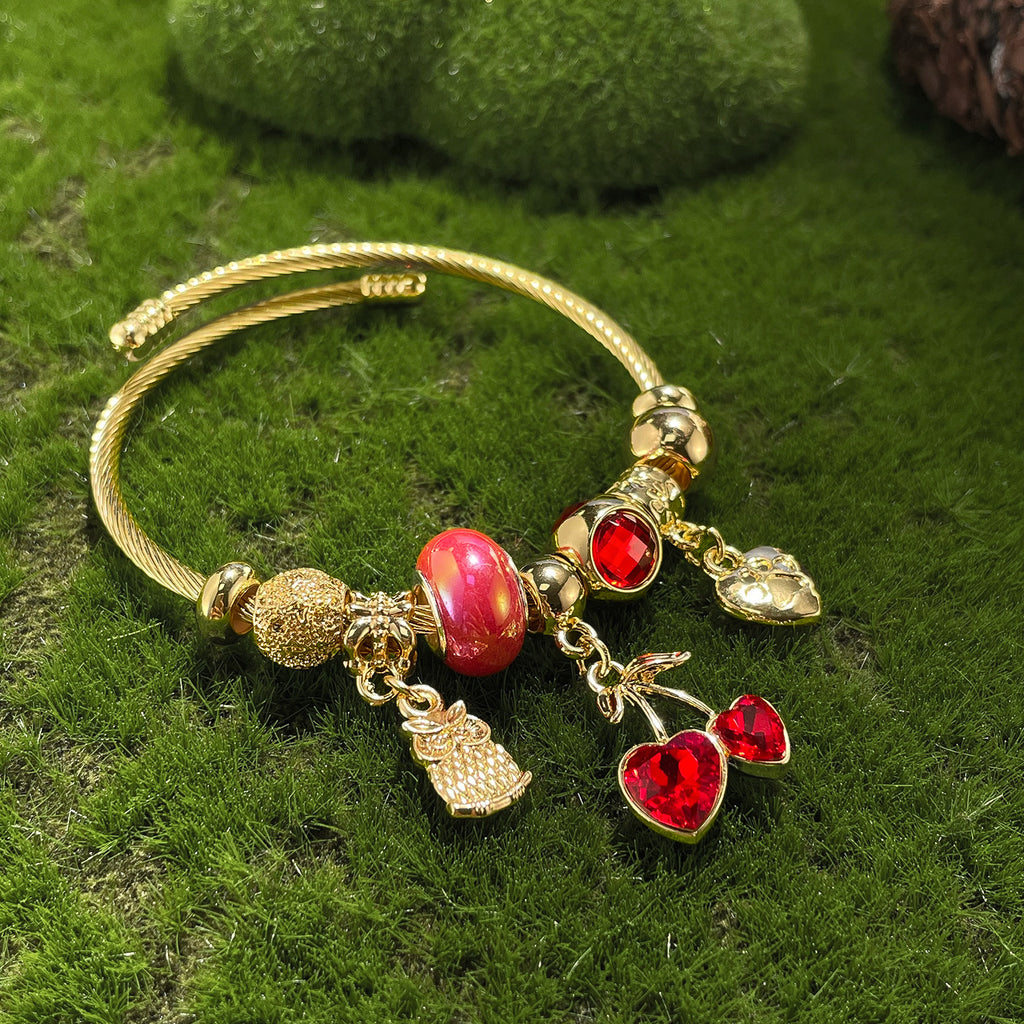 Bracciale Cuore con Zirconi – Titanio Regolabile