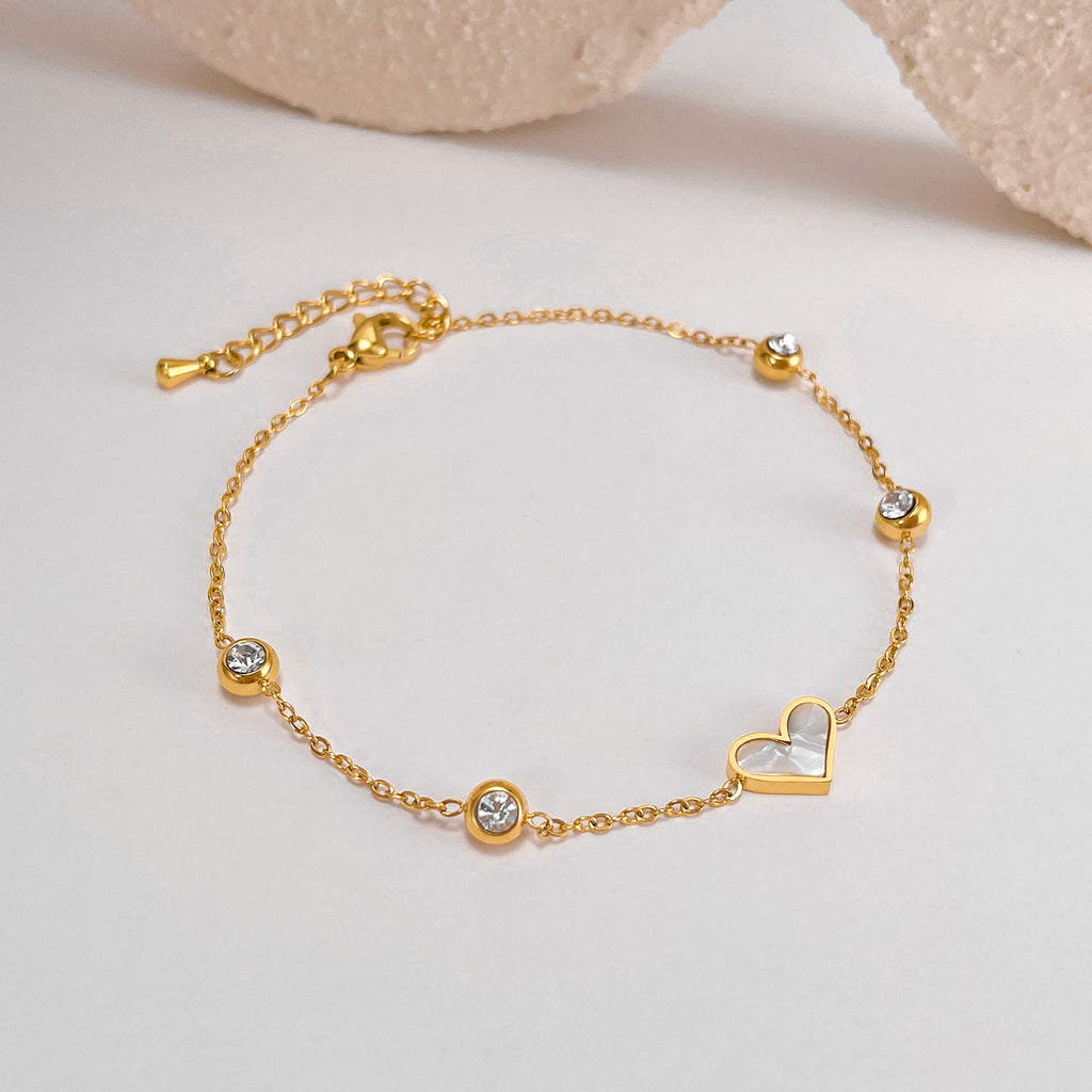 Bracciale Cuore in Titanio e Madreperla – Stile Elegante