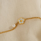 Bracciale in Acciaio e Madreperla – Fiore Elegante