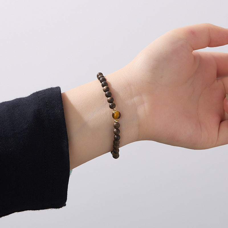 Bracciale Occhio di Tigre e Legno d’Incenso – Eleganza Raffinata